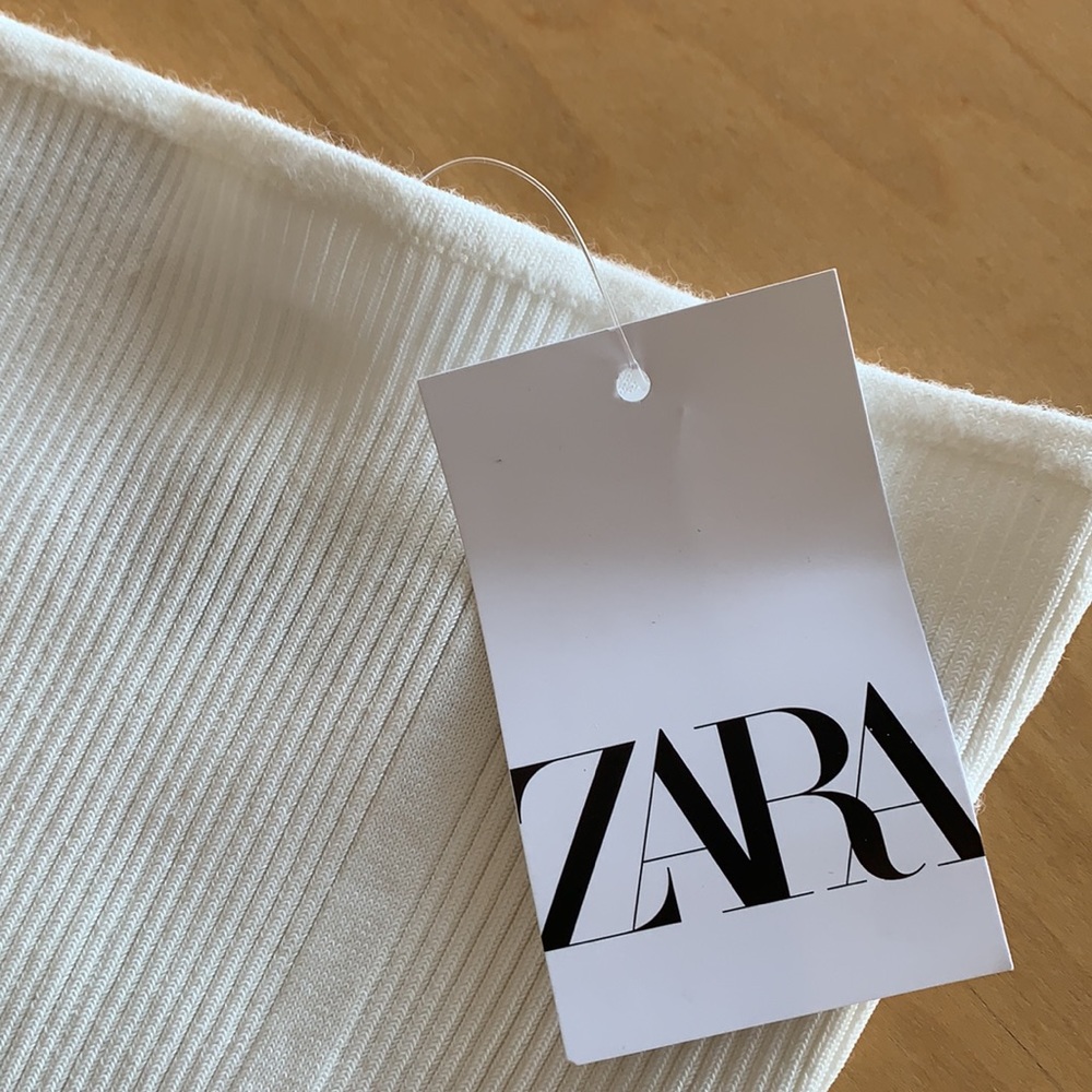 Zara White Ribbed Crop Top - Picture 2 of 5
